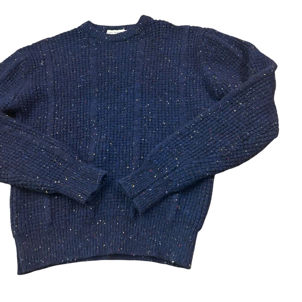 Vintage McGregor Navy Donegal Fleck Waffle Knit Wool Blend Sweater -